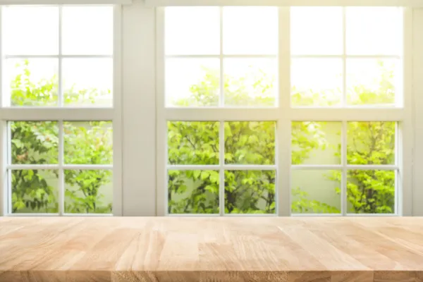 Large window inside of a home