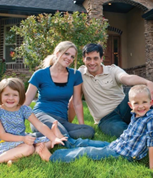 Family of four with boy and a girl