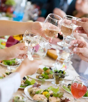 people toasting with wine glasses